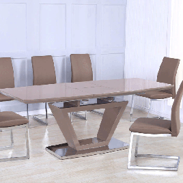 Axminster Cappuccino High Gloss Extending Dining Table - Brown
