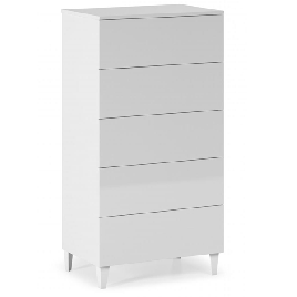 ADRIAN White Chest of Drawers - Tallboy, Medium-sized, 5 Drawers