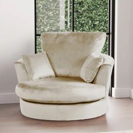 Blake Plush Velvet Swivel Chair - Champagne