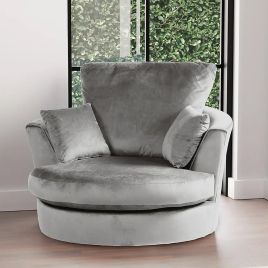 Blake Plush Velvet Swivel Chair - Grey