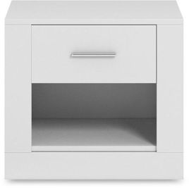 Bedside Table - ARTISAN 1 Drawer Nightstand White 50cm