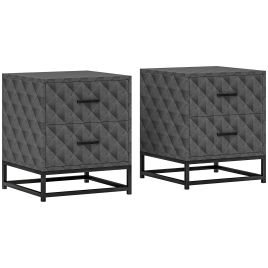 HERON Bedside Tables Set of 2 Modern Bedside Table Nightstand Grey