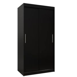 Sliding Wardrobe - TIVERTON 2 Door Wardrobe Black 100cm