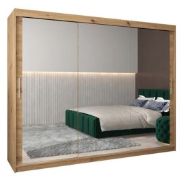Sliding Wardrobe - TIVERTON III 3 Door Mirrored Wardrobe Oak Artisan 250cm