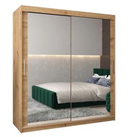 Sliding Wardrobe - TIVERTON III 2 Door Mirrored Wardrobe Oak Artisan 180cm