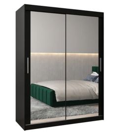 Sliding Wardrobe - TIVERTON III 2 Door Mirrored Wardrobe Black 150cm