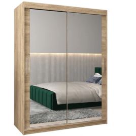 Sliding Wardrobe - TIVERTON III 2 Door Mirrored Wardrobe Oak Sonoma 150cm