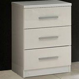 Bedside Table - MIRAGE 3 Drawer Nightstand White 37cm