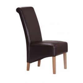 Zenith Zephyr set of 2 PU Chairs with Rubberwood Legs - Brown