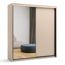 TRADESSA 2 Door Mirrored Sliding Wardrobe Beige - 200cm