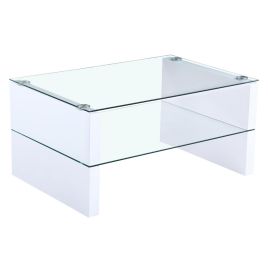 Ginevra Glass Coffee Table with White High Gloss Legs