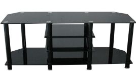 Berlin Large 3-Tier Black Glass TV Stand