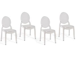 Set of 4 Dining Chairs Transparent Synthetic Material Solid Back Armless Stackable Vintage Modern Design 