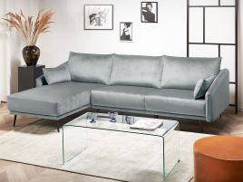 Right Hand Velvet Corner Sofa Grey VARDE