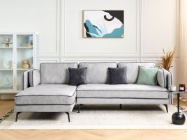 Right Hand Velvet Corner Sofa Light Grey ALTAN