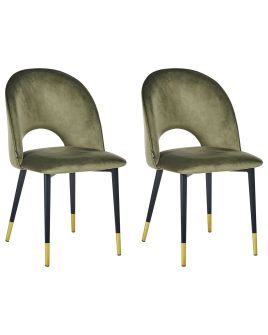 Set of 2 Velvet Dining Chairs Olive Green MAGALIA