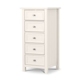 White Chest of Drawers - MALTON Tallboy Medium Chest 5 Drawers