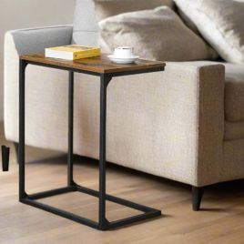 BRISTONE Side Table Small Laptop Table for Sofa or Bed - Rustic Brown and Black