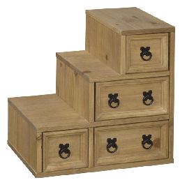 CARLISLE V Pine Finish Chest of Drawers - Small-sized, 4 Drawers