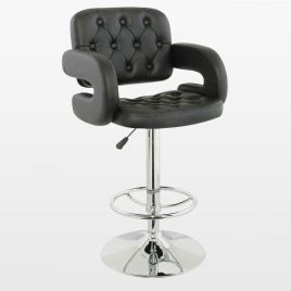 Winslet Chrome PU Bar Stool - Black