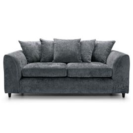 Cardiff Crushed Chenille Fabric 3 Seater Sofa - Dark Grey