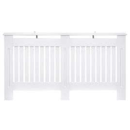 Slatted Radiator Cover Painted Cabinet MDF Lined Grill in White (152L x 19W x 81H cm)