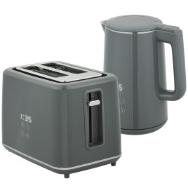 HERON Digital Kettle and Toaster Set 1.5L 3000W Fast Boil Kettle Grey
