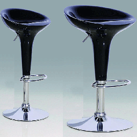 Bolton Chrome Bar Stool Pair with Adjustable Features - Black