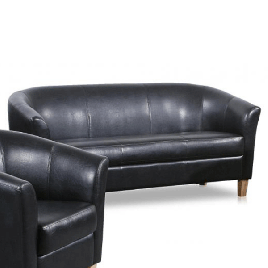 Bexhill 3 Seater Faux Leather Sofa - Black