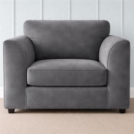 DELANO Plush Velvet Armchair - Dark Grey
