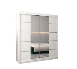 Sliding Wardrobe - VICENZA 2 Door Mirrored Wardrobe White 180cm