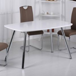 Tennyson High Gloss Dining Table - Light Grey and Chrome