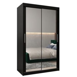 Sliding Wardrobe - TIVERTON III 2 Door Mirrored Wardrobe Black 120cm