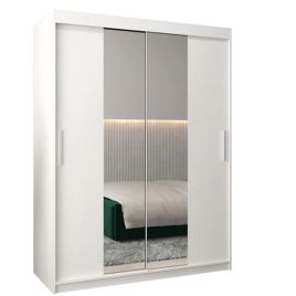 Sliding Wardrobe - TIVERTON I 2 Door Mirrored Wardrobe White 150cm