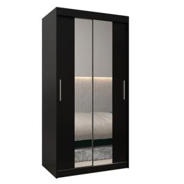 Sliding Wardrobe - TIVERTON I 2 Door Mirrored Wardrobe Black 100cm