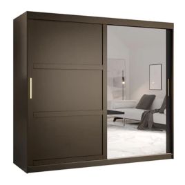 Sliding Wardrobe - CLIFFORD II 2 Door Mirrored Wardrobe Black 200cm