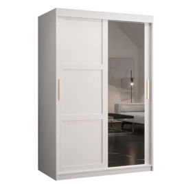 Sliding Wardrobe - CLIFFORD II 2 Door Mirrored Wardrobe White 120cm