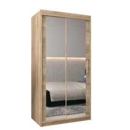 Sliding Wardrobe - TIVERTON III 2 Door Mirrored Wardrobe Oak Sonoma 100cm