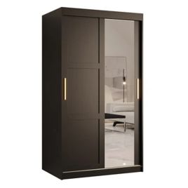 Sliding Wardrobe - CLIFFORD II 2 Door Mirrored Wardrobe Black 100cm