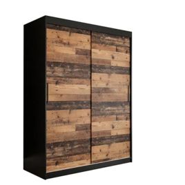 Sliding Wardrobe - CURTIS 2 Door Wardrobe Dark Oak 150cm