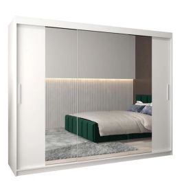 Sliding Wardrobe - TIVERTON II 3 Door Mirrored Wardrobe White 250cm