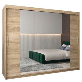 Sliding Wardrobe - TIVERTON II 3 Door Mirrored Wardrobe Oak Sonoma 250cm