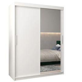 Sliding Wardrobe - TIVERTON II 2 Door Mirrored Wardrobe White 150cm