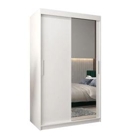 Sliding Wardrobe - TIVERTON II 2 Door Mirrored Wardrobe White 120cm