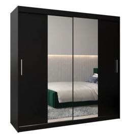 Sliding Wardrobe - TIVERTON I 2 Door Mirrored Wardrobe Black 200cm