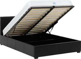 Waverley 5ft Kingsize Storage Bed - Black Faux Leather