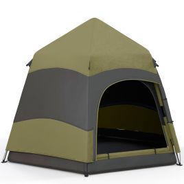 SUNVISTA Six Man Hexagon Camping Tent with Hang Hook Dark Green and Light Grey