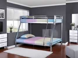 Bunk Bed - NOBRA 4ft6 over 3ft Metal Bedframe - Silver