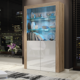 Modern Sideboard Cabinet with Storage and Free LED 170cm - Oak and White