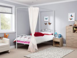 Single Bed - JAASIEL Metal Bed White 3ft